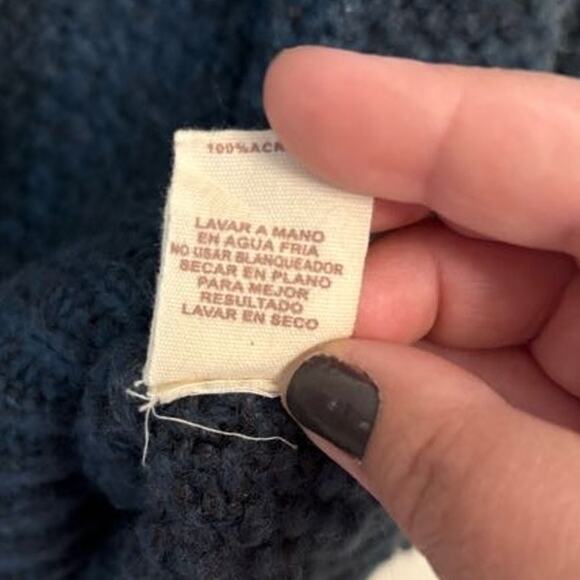 Mystree Long Sleeve Lace-Up Ribbon Waffle Knit Sweater Pullover Blue Size Large - Picture 4 of 5